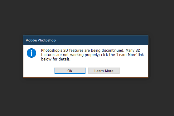 adobe discontinues photoshop 3d features